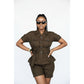Vintage Buttoned Top and Short Pant Set