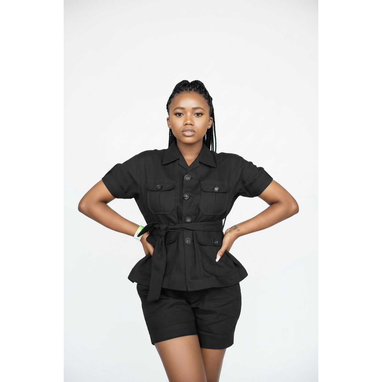 Vintage Buttoned Top and Short Pant Set