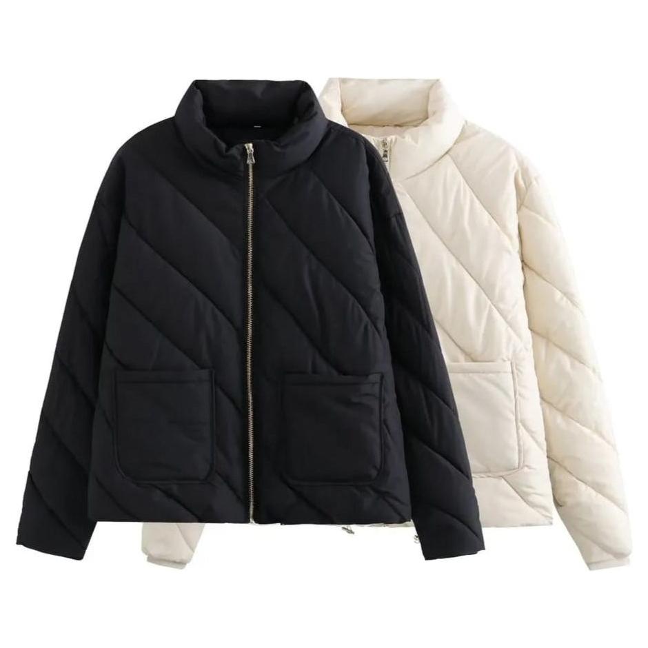Pocket Elastic Waist Warm Jacket