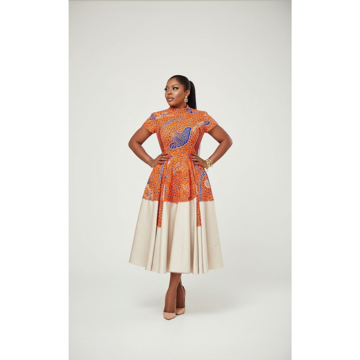Vintage Ankara Turtleneck Dress