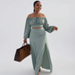 Off Tie Shoulder Crop Top and Skirt Set