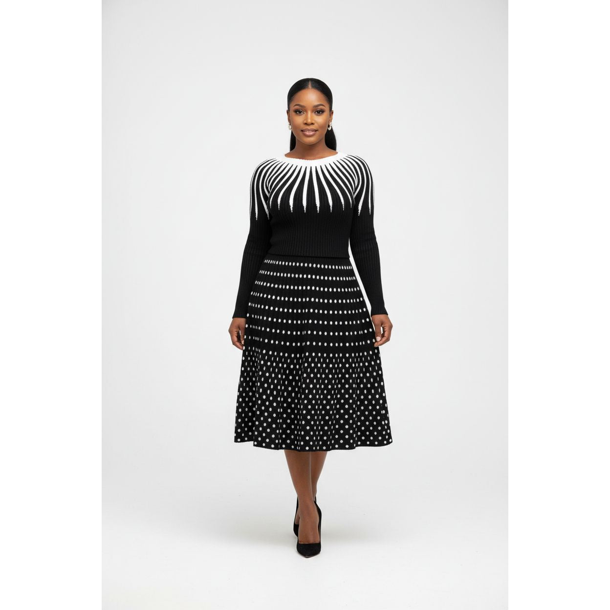 Vintage Knitted Top and Skirt Set