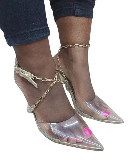 Chain Strap Transparent High Heel