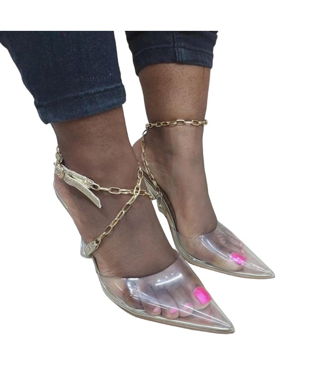 Chain Strap Transparent High Heel