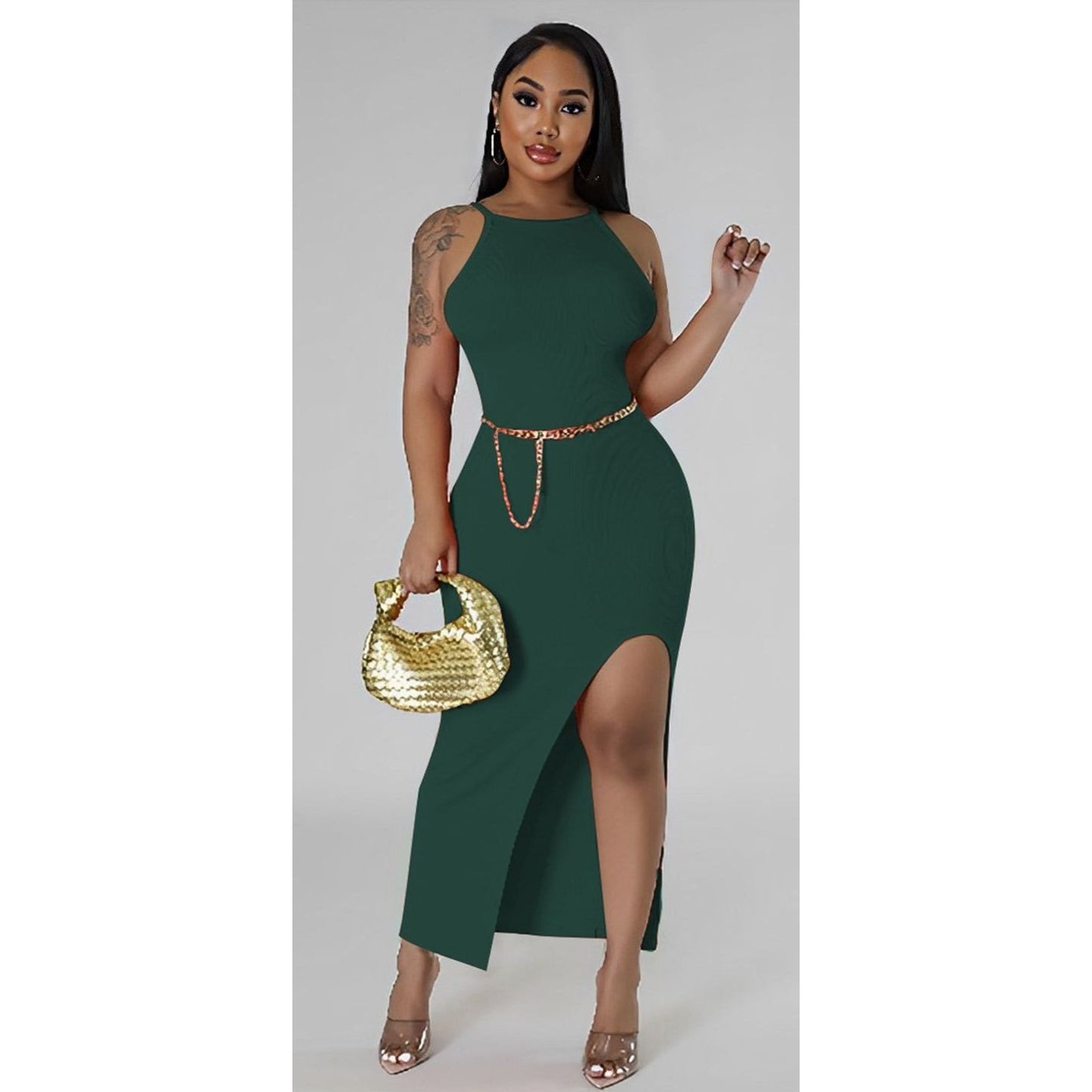 Sleeveless Side Slit Bodycon Dress