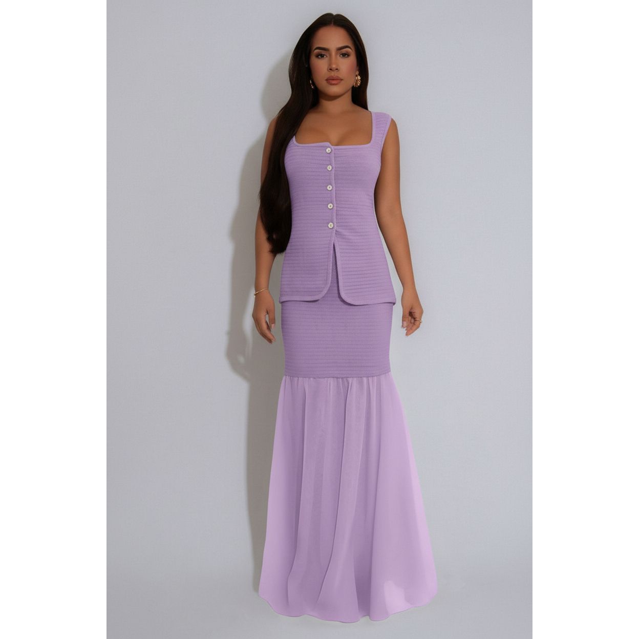 Ladies Single-Breasted Waistcoat & Pleated Fishtail Skirt