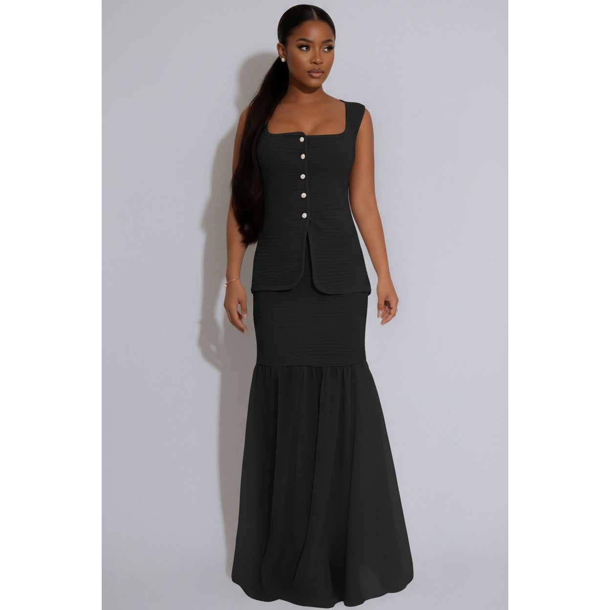 Ladies Single-Breasted Waistcoat & Pleated Fishtail Skirt