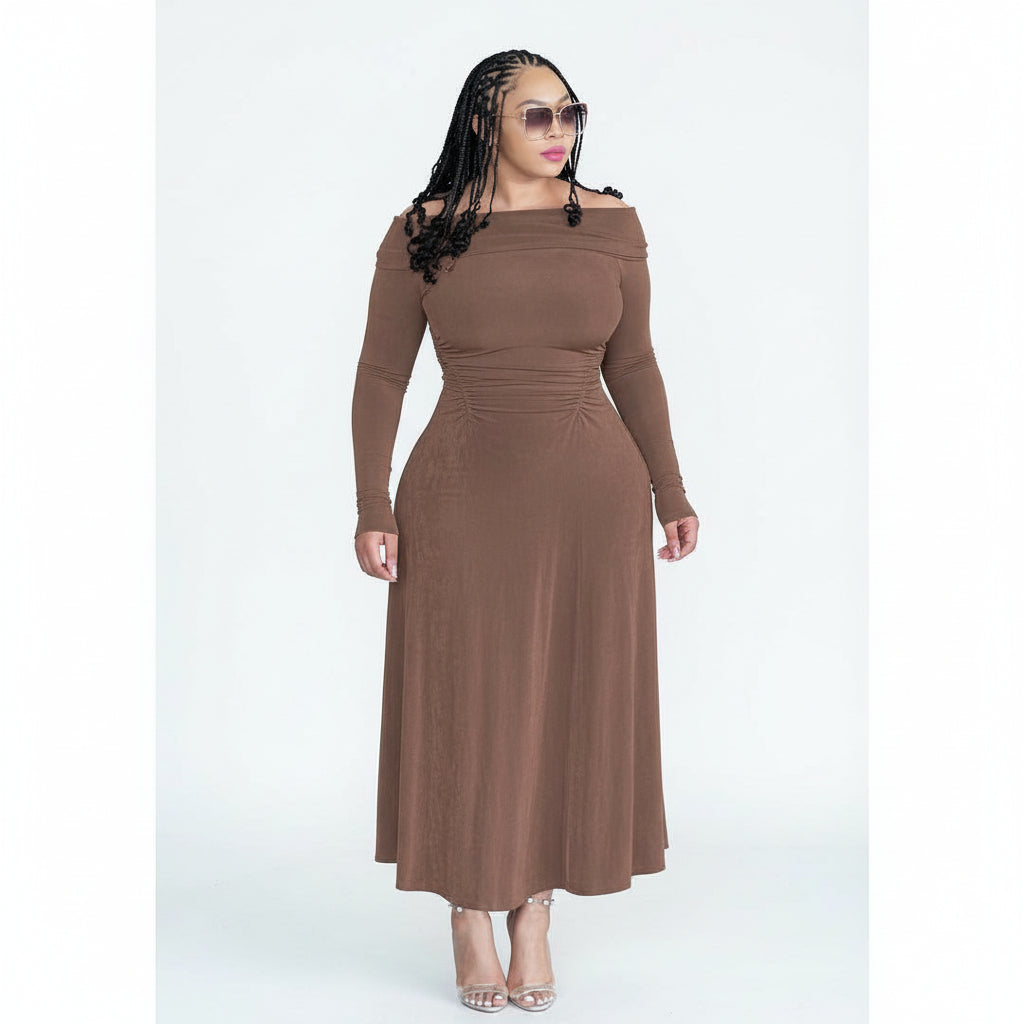 Off Shoulder Long Sleeve Dress