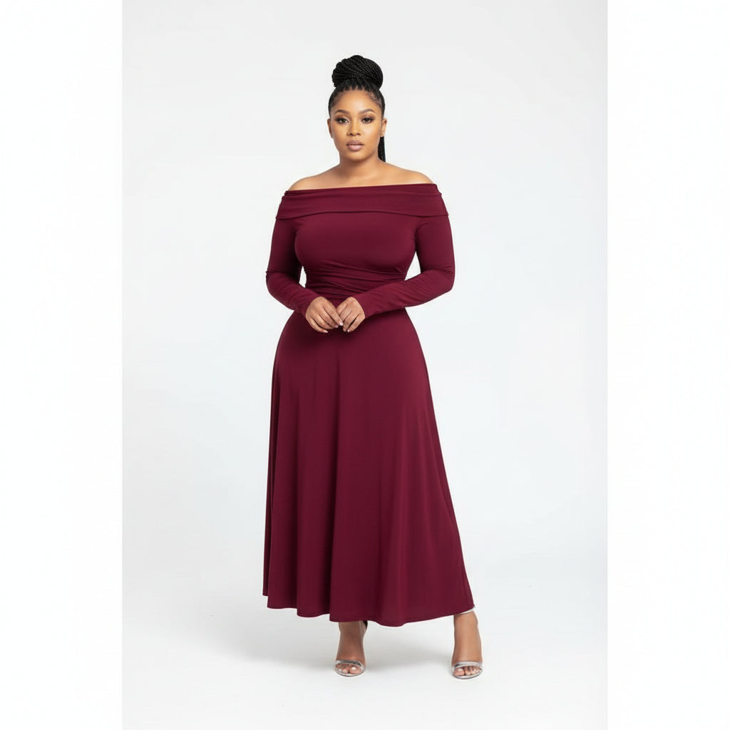 Off Shoulder Long Sleeve Dress