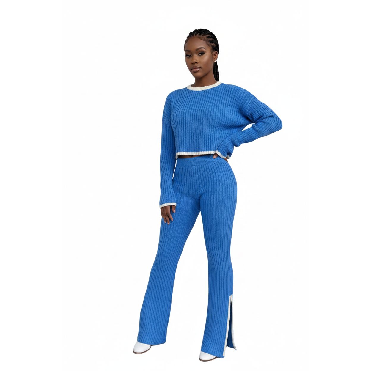 Casual Knitted Side Split Set