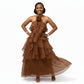 Halter Neck Multi Layers Maxi Dress