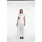 Ruched Mesh Cap Sleeveless Maxi Dress