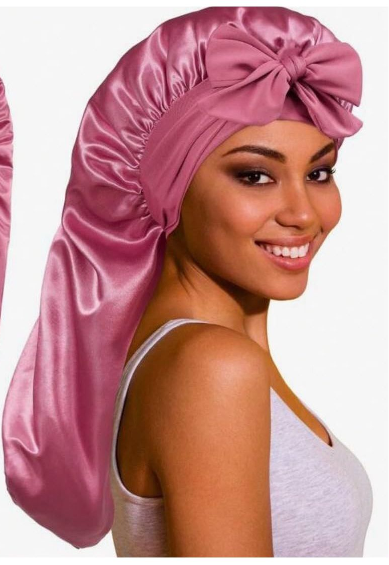 Long Satin Bonnet with Bow Detail