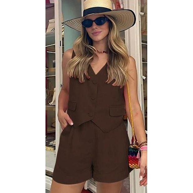 Vintage V-Neck Top and Pant Set