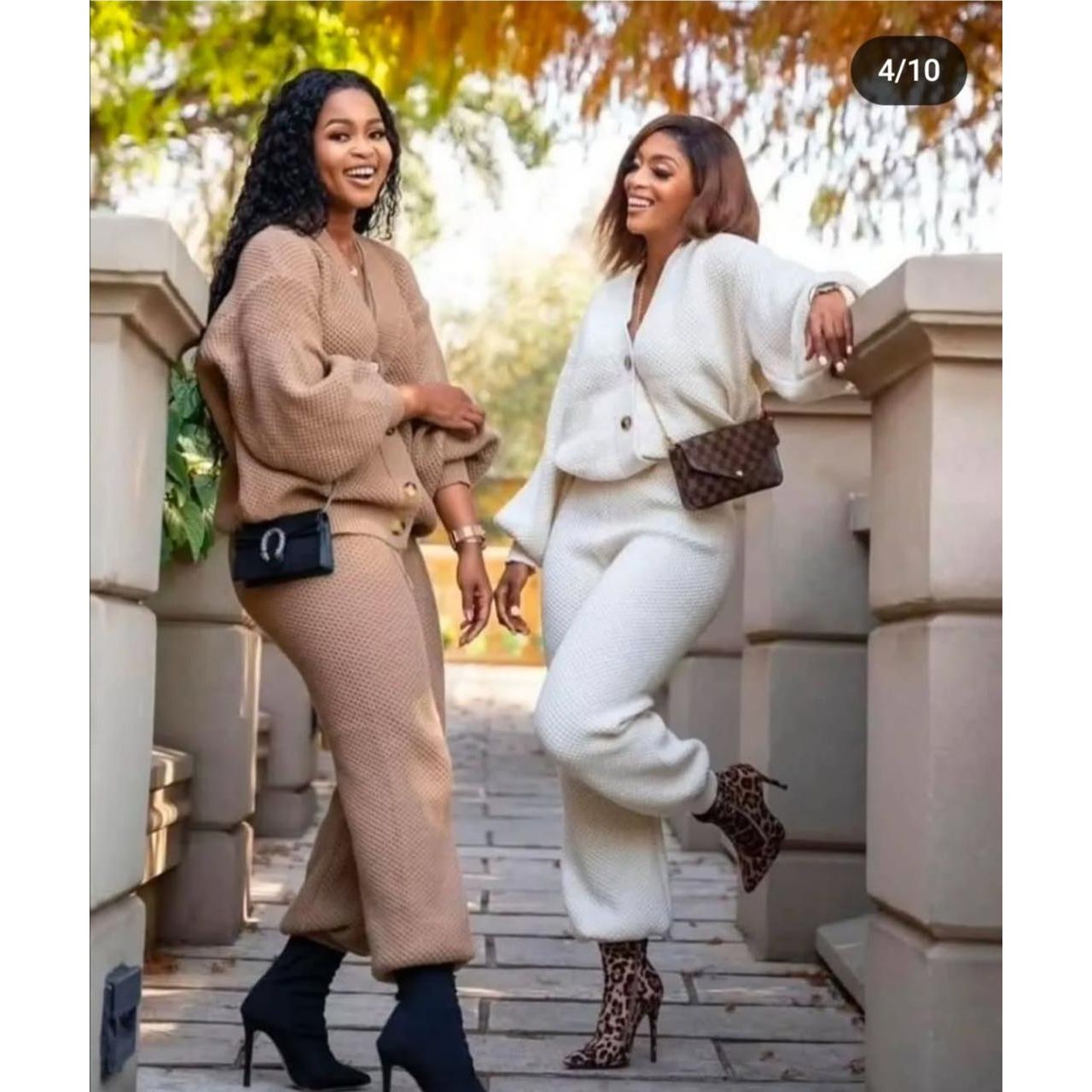 Knitted Button Cardigan & Wide-Leg Pant Set