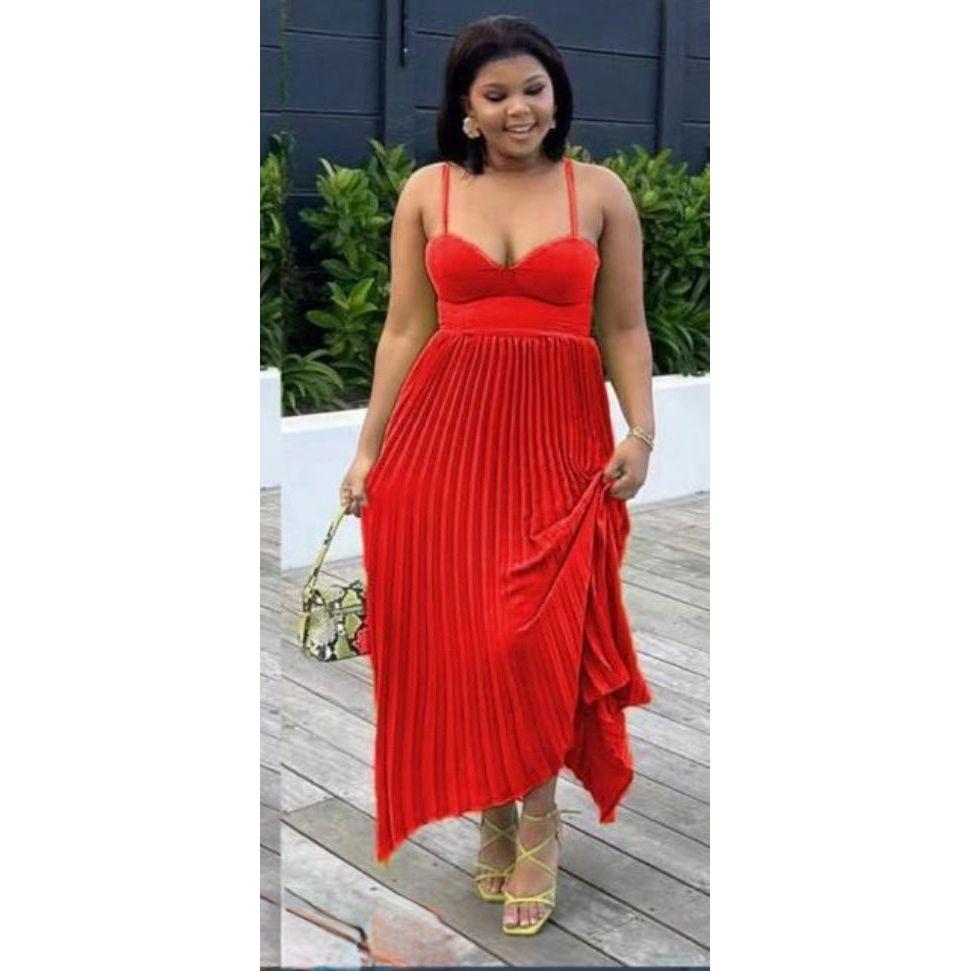 Elegant Pleated Midi Dress