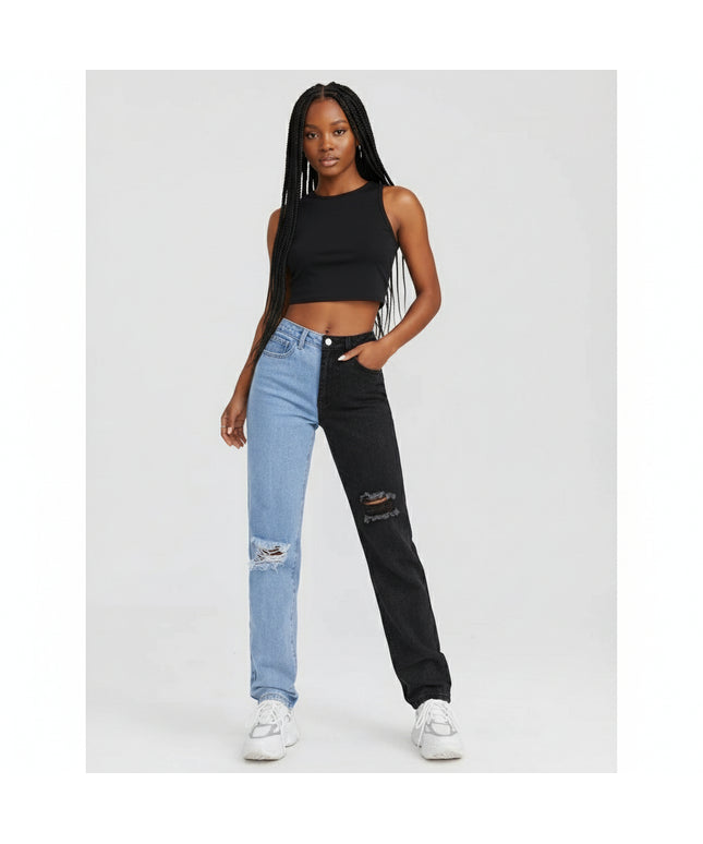 Denim Ripped Half Color Jean – YELLOW SUB TRADING