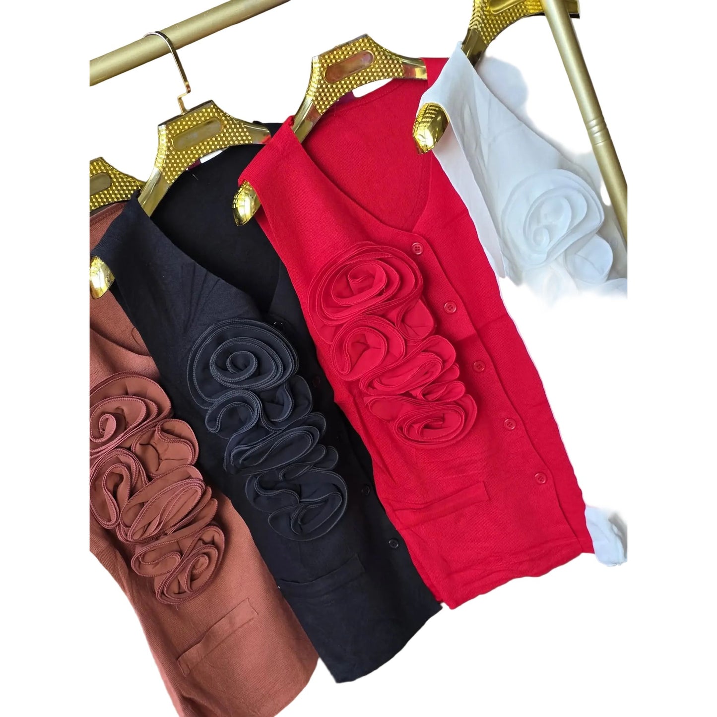 Sleeveless Floral-Accented Knitted Top