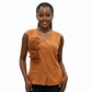 Sleeveless Floral-Accented Knitted Top