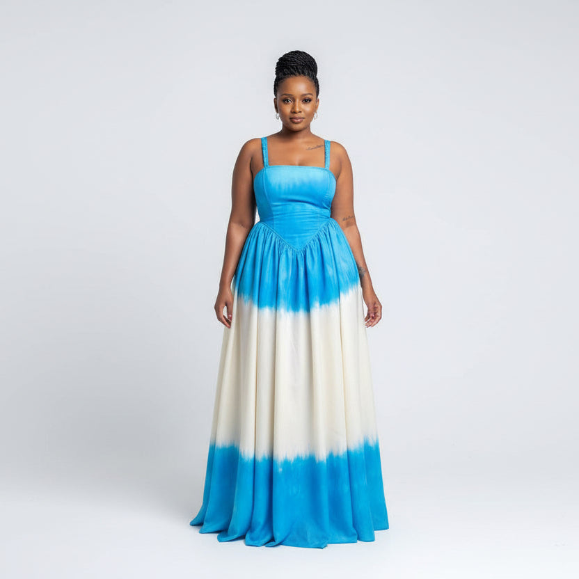 Corset Style Long Tie-Dye Maxi Dress