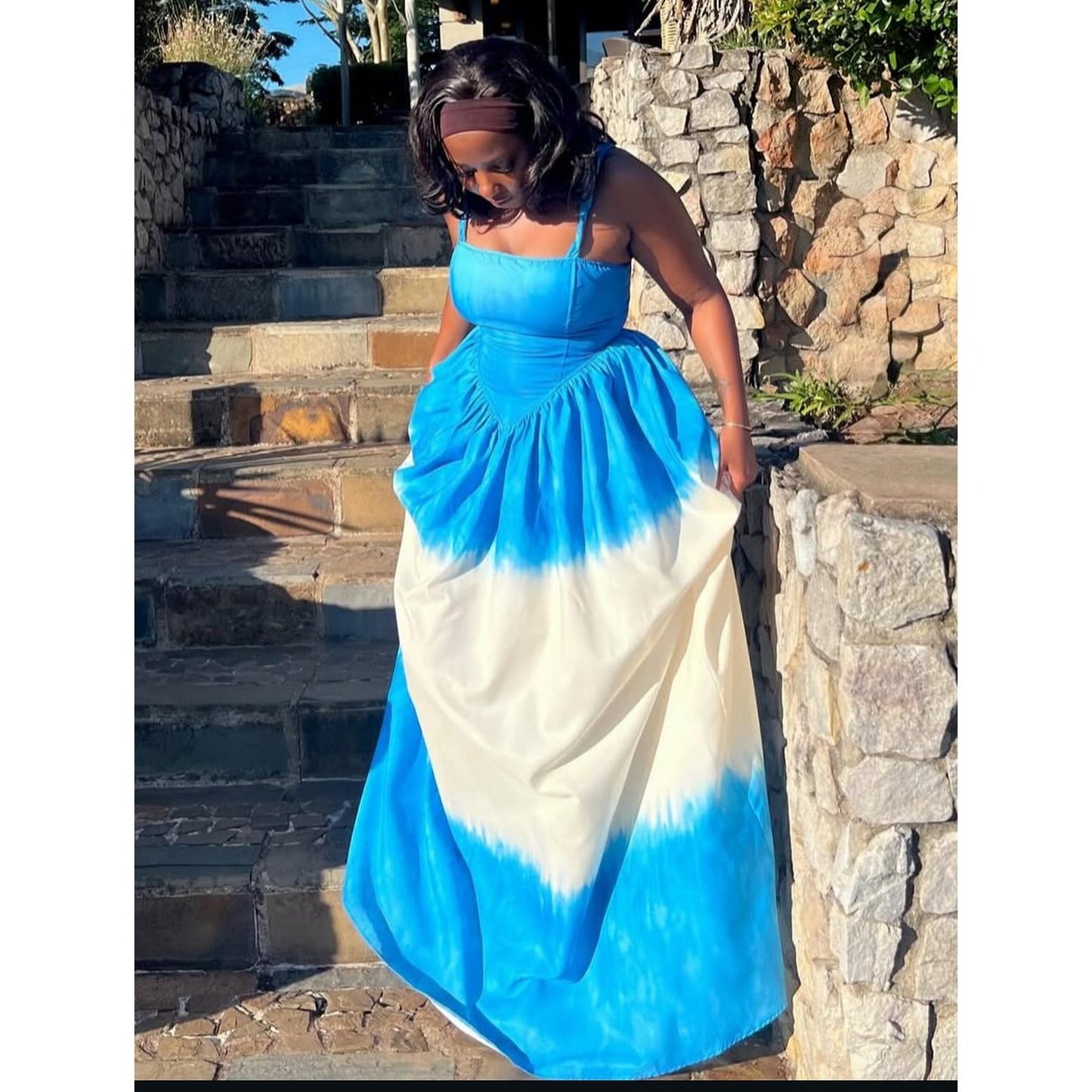 Corset Style Long Tie-Dye Maxi Dress