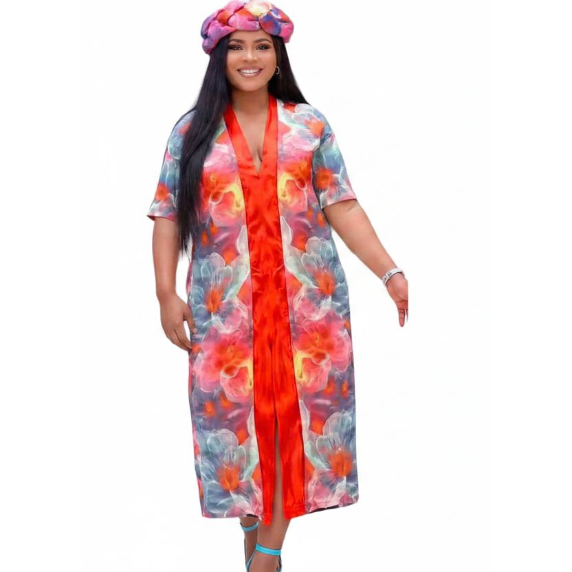 Vibrant Floral Kaftan Maxi Dress