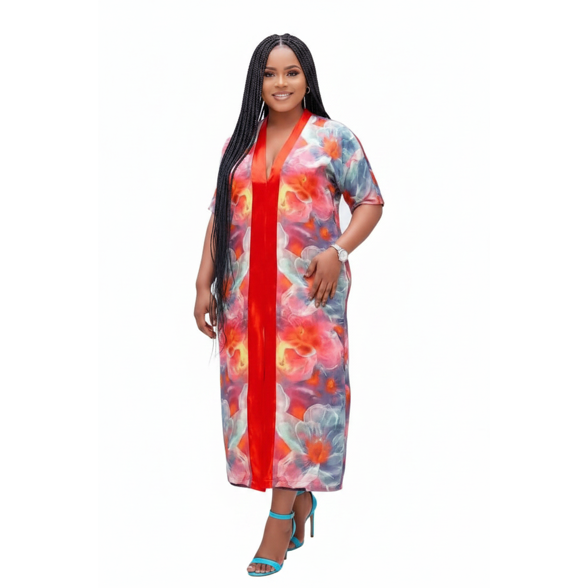 Vibrant Floral Kaftan Maxi Dress