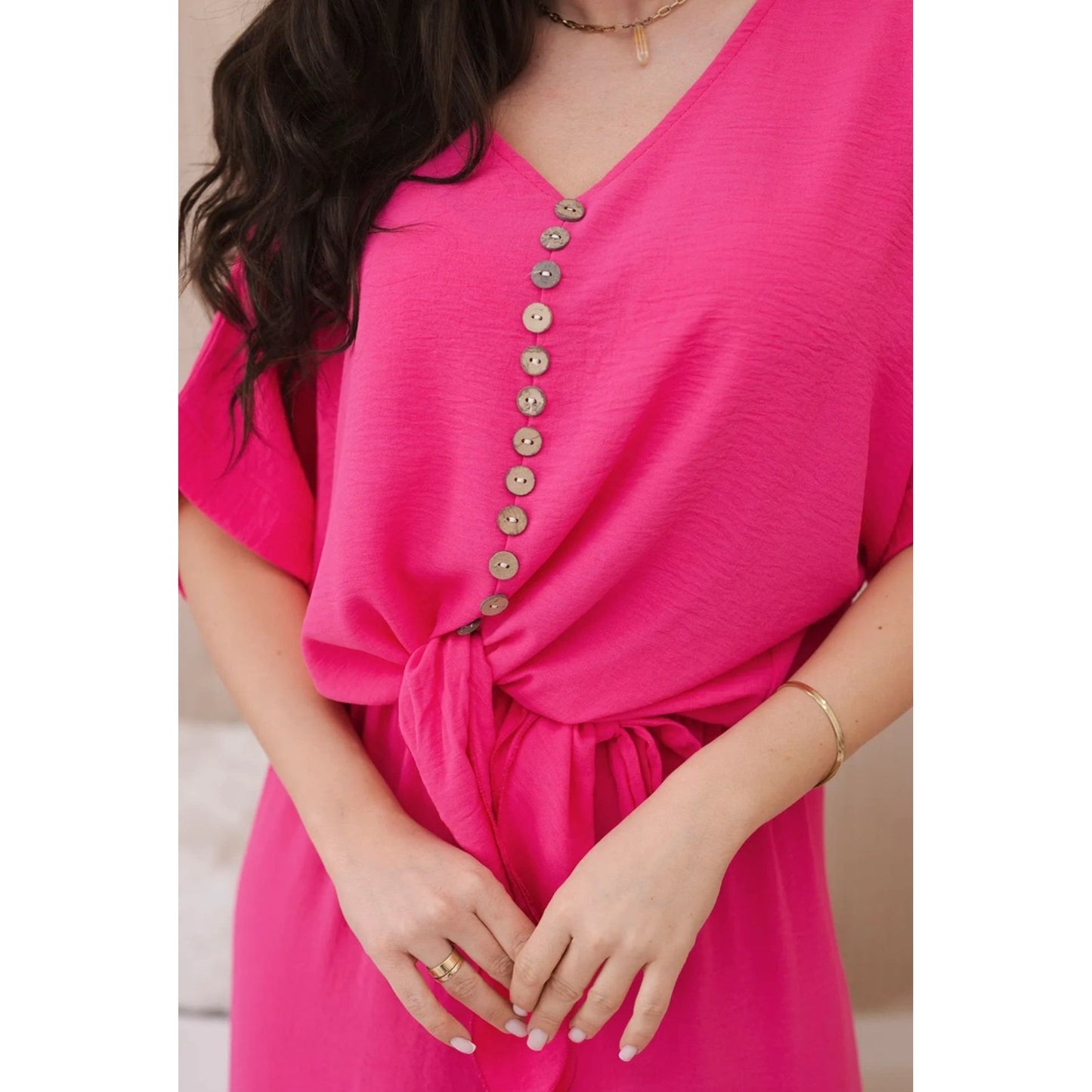 Button Front Shirt & Wide Leg Pants Set.