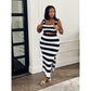 Knitted Striped Crop Top And Skirt Set