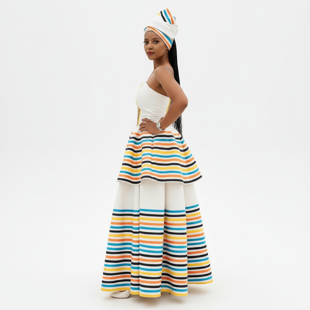 Xhosa African Print Tube Thin Strap Bodycon Maxi Dress