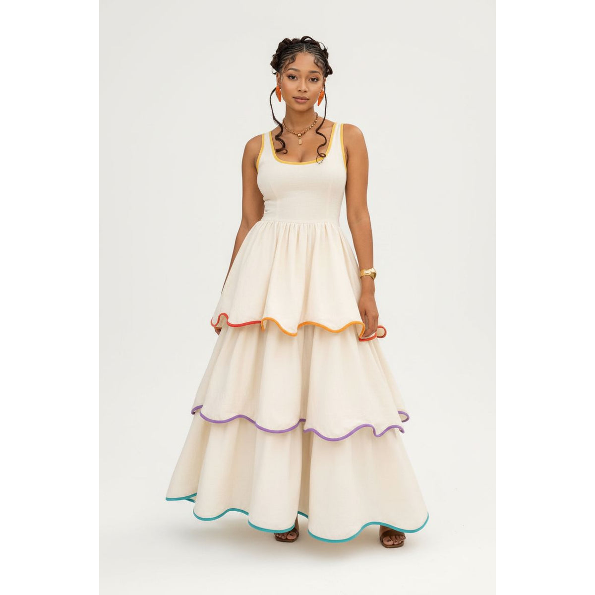 Plus Size Corset Pleated Bodice Sleeveless Gown Maxi Dress