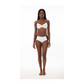 White bikini set on a mannequin against a white background