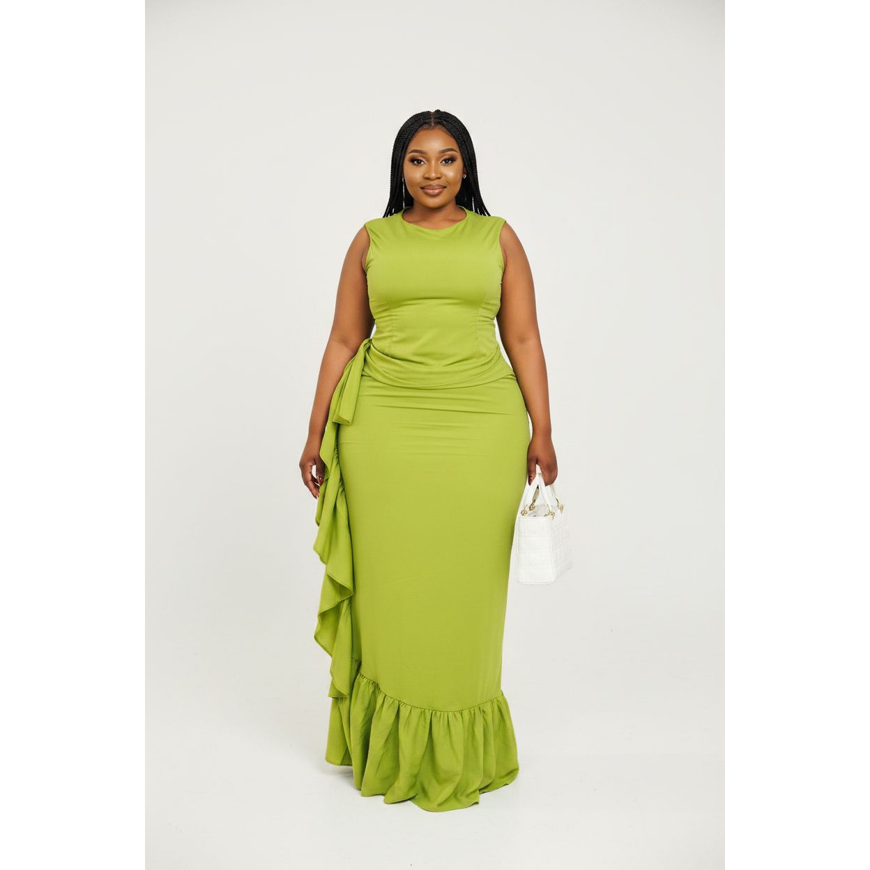 Sleeveless Side Ruffle Dress