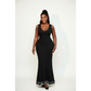 Knitted Sleeveless Trim Hemline Maxi Dress