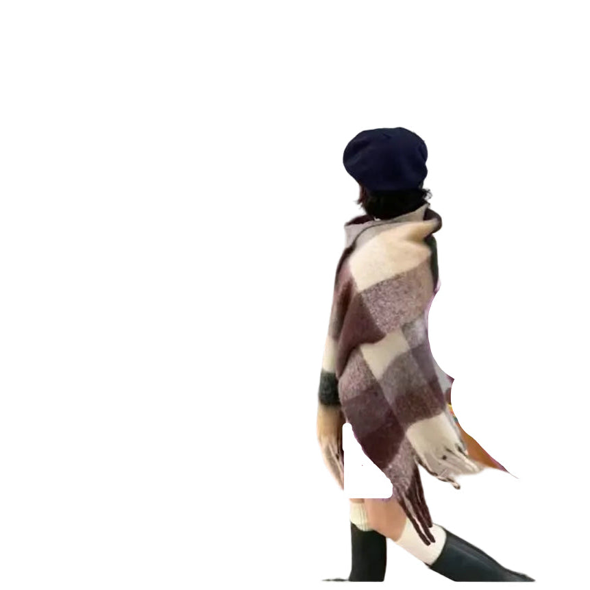 Multi-Color Fringe-Trimmed Blanket Scarf