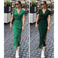 Knitted Short Sleeve Buttoned Dress