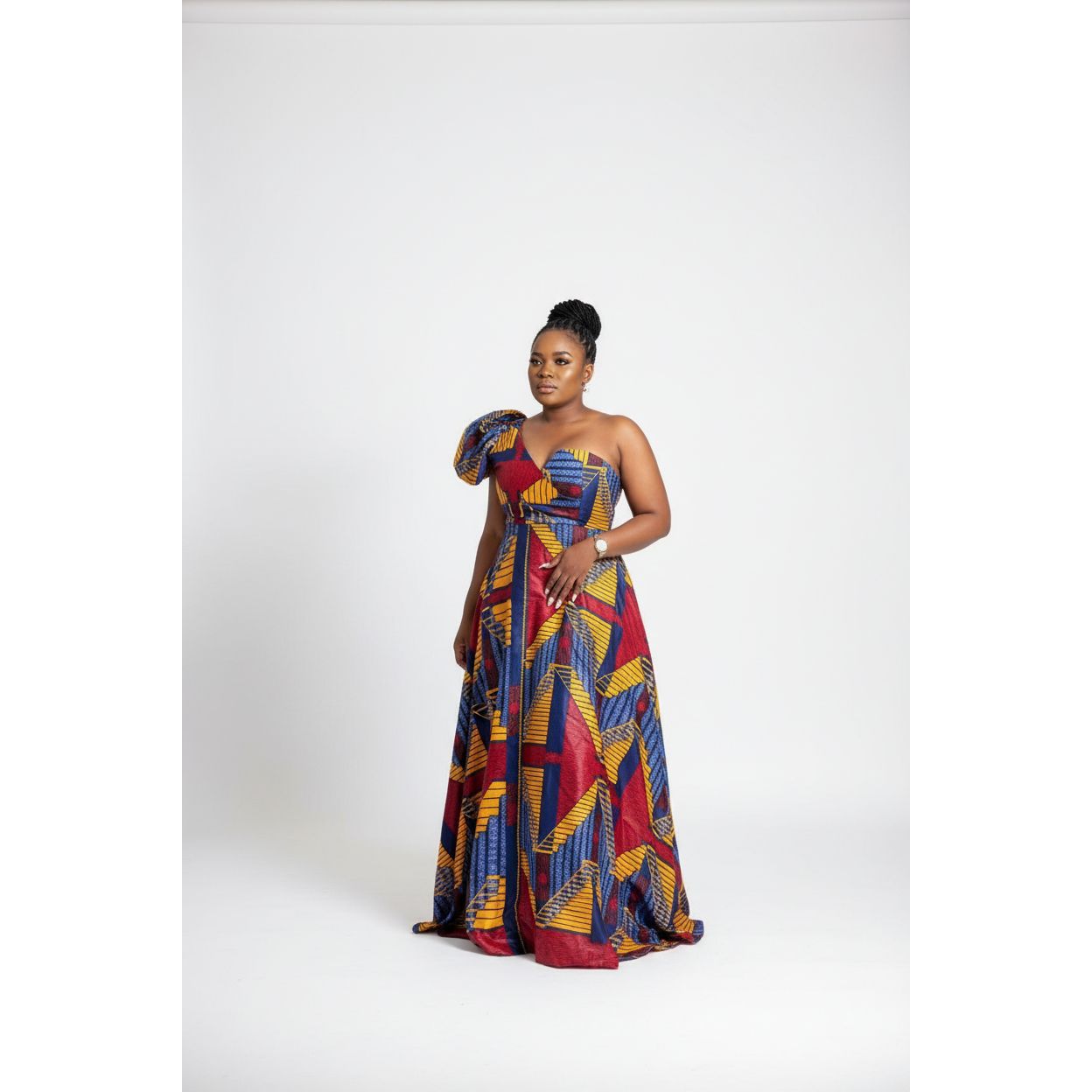 One Shoulder African Print Dress