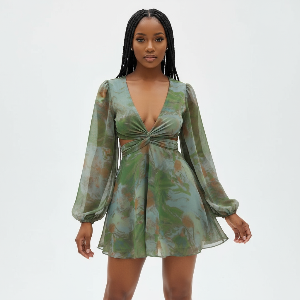 Long Sleeve Floral Top & Skirt Set