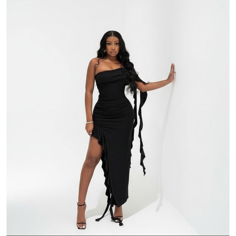 Ruffle Off Shoulder Sexy Bodycon Dress