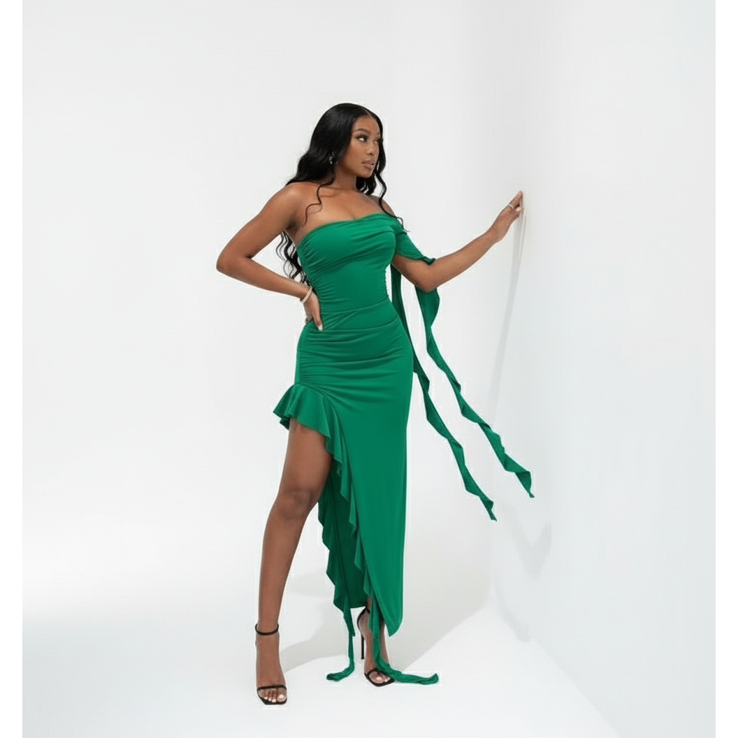 Ruffle Off Shoulder Sexy Bodycon Dress