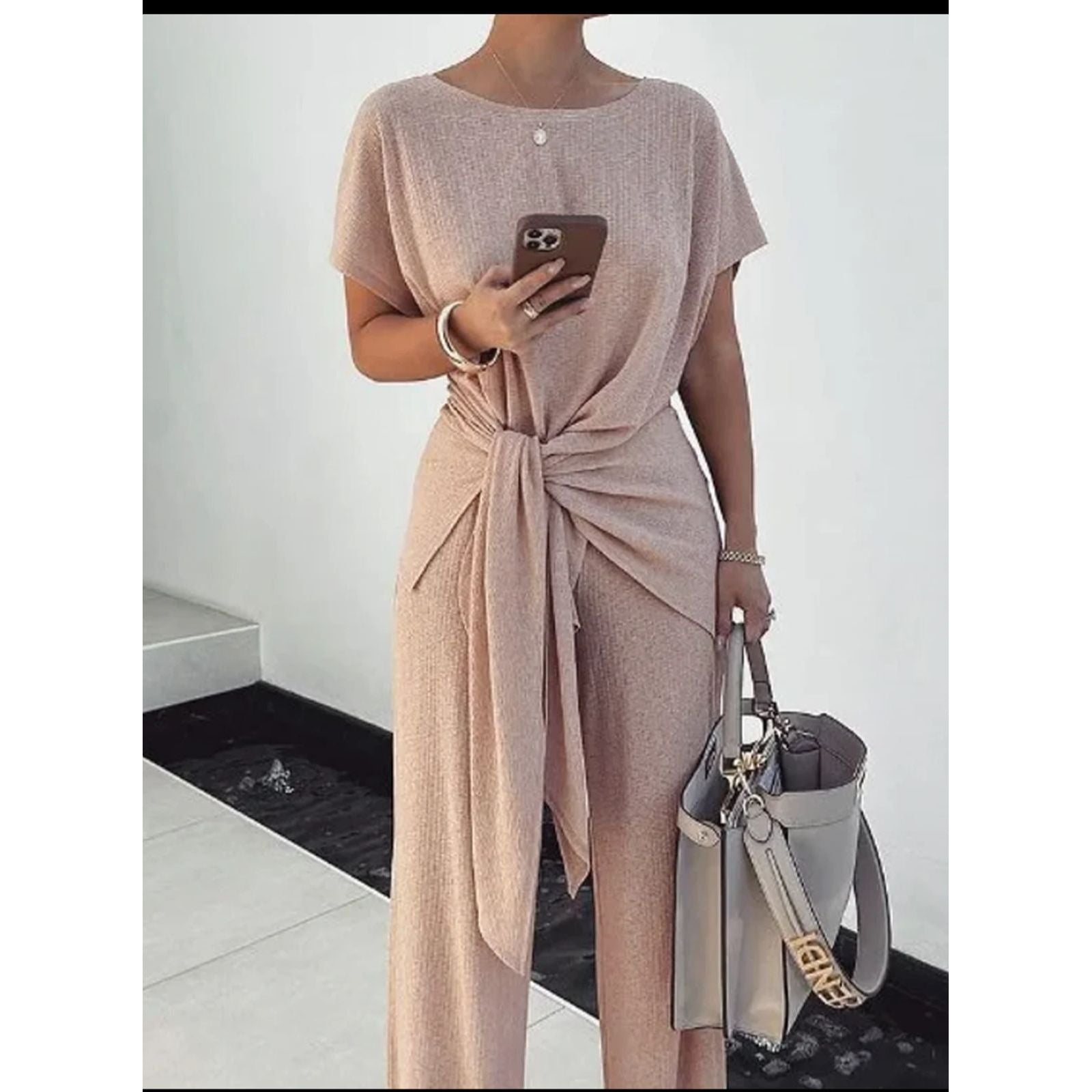 Vintage Round Neck Top & Pant Set