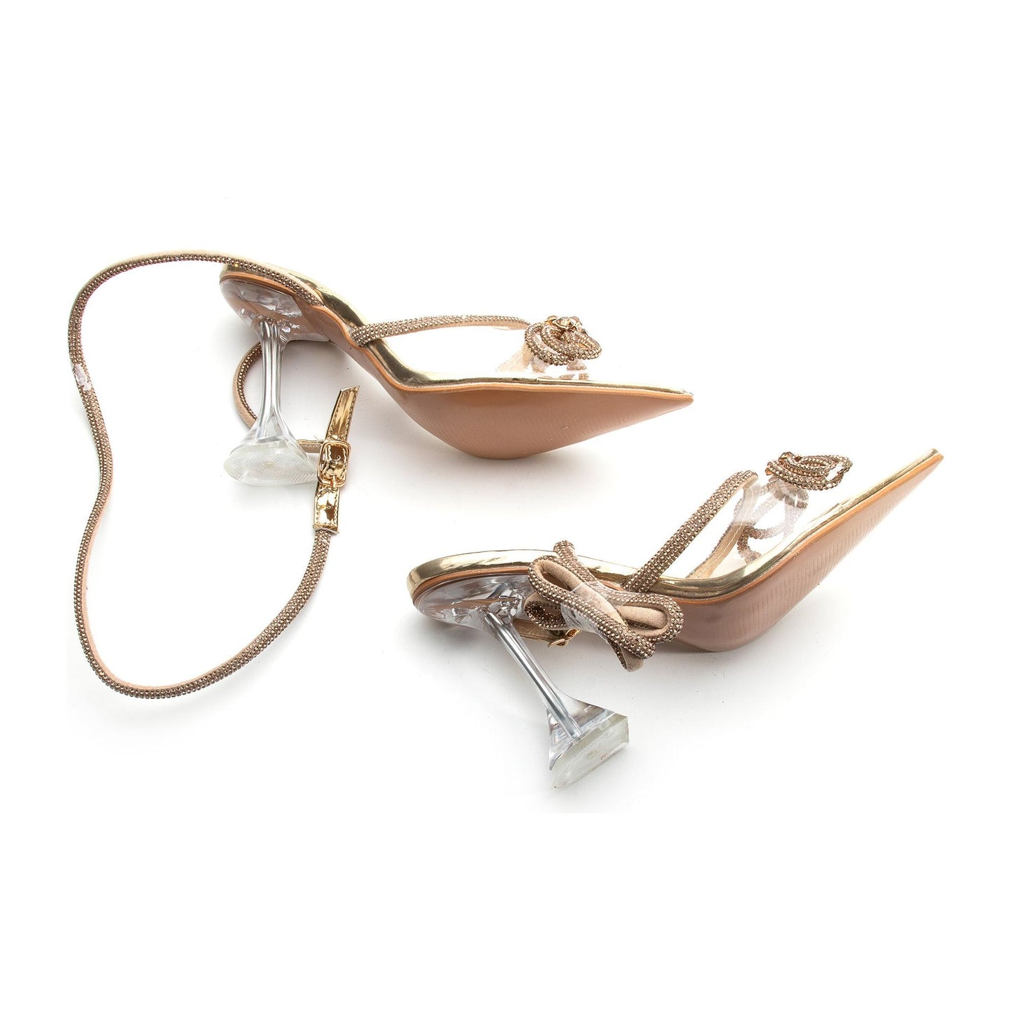 Rhinestone Bow Knot Short Heel