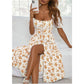Floral Knot Split Thigh A-line Dress.