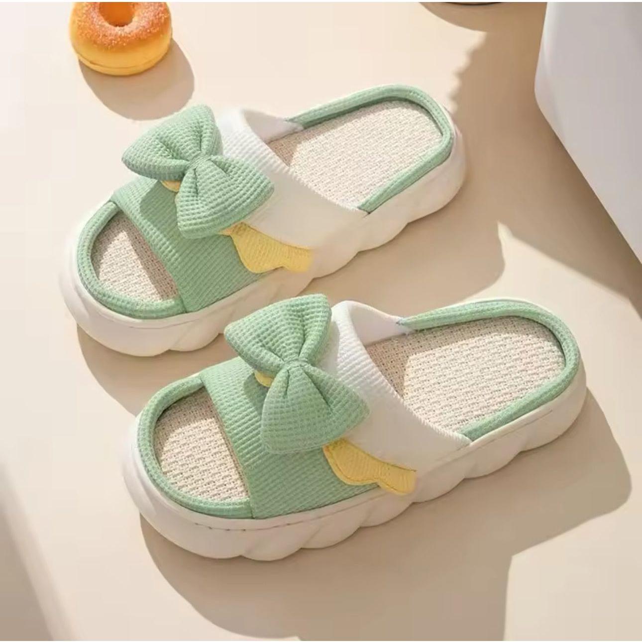 Thick-soled Cute Linen Slippers For Women.