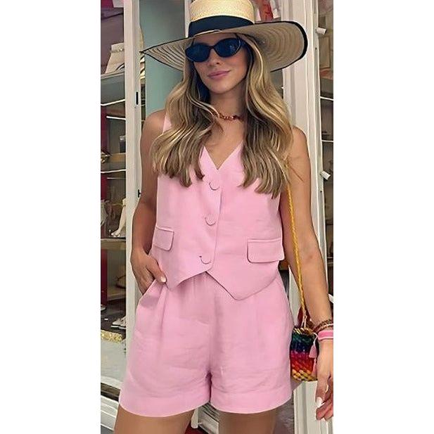 Vintage V-Neck Top and Pant Set