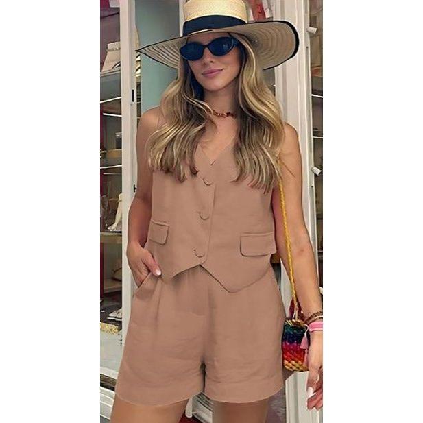 Vintage V-Neck Top and Pant Set