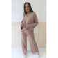 Sexy  Knitted V-Neck Top and Pant Set
