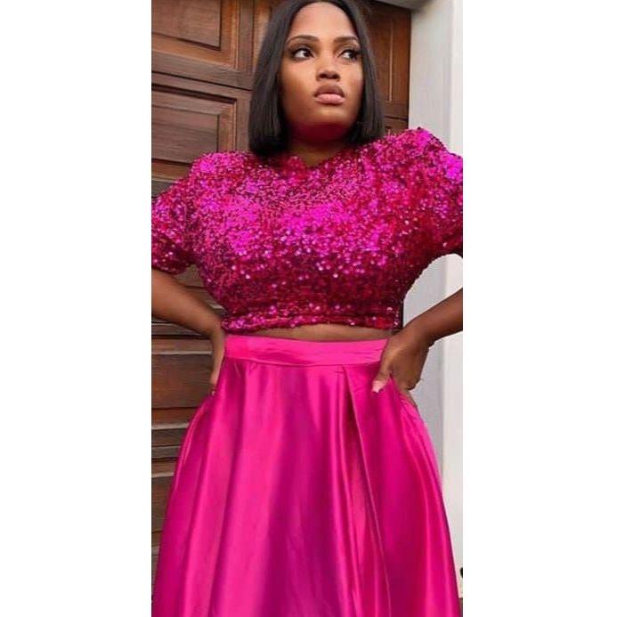 Sexy Glitter Crop Top & Skirt Set