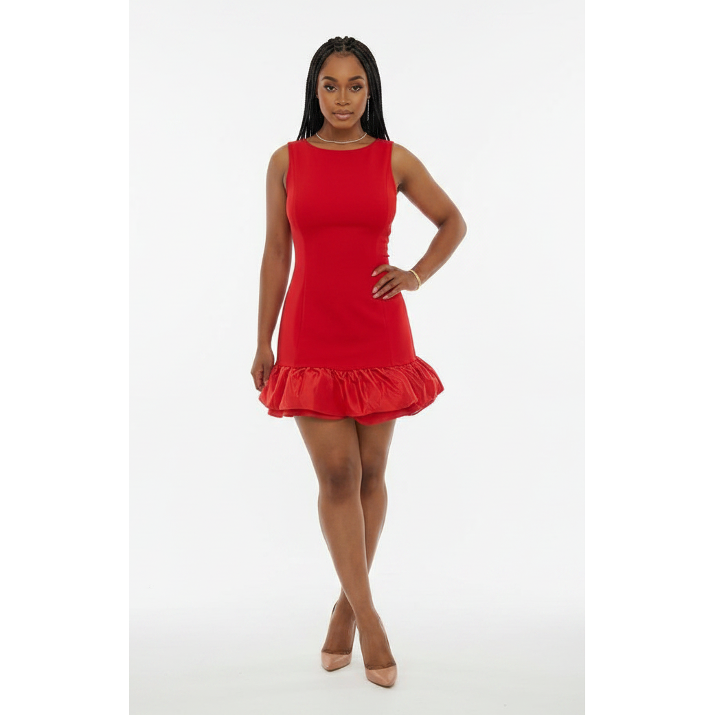 Sleeveless Ruffle Hem Mini Dress