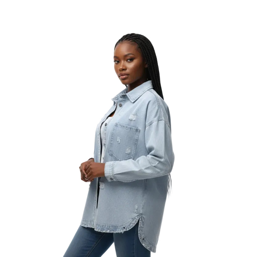 Distressed Oversized Denim Shirts